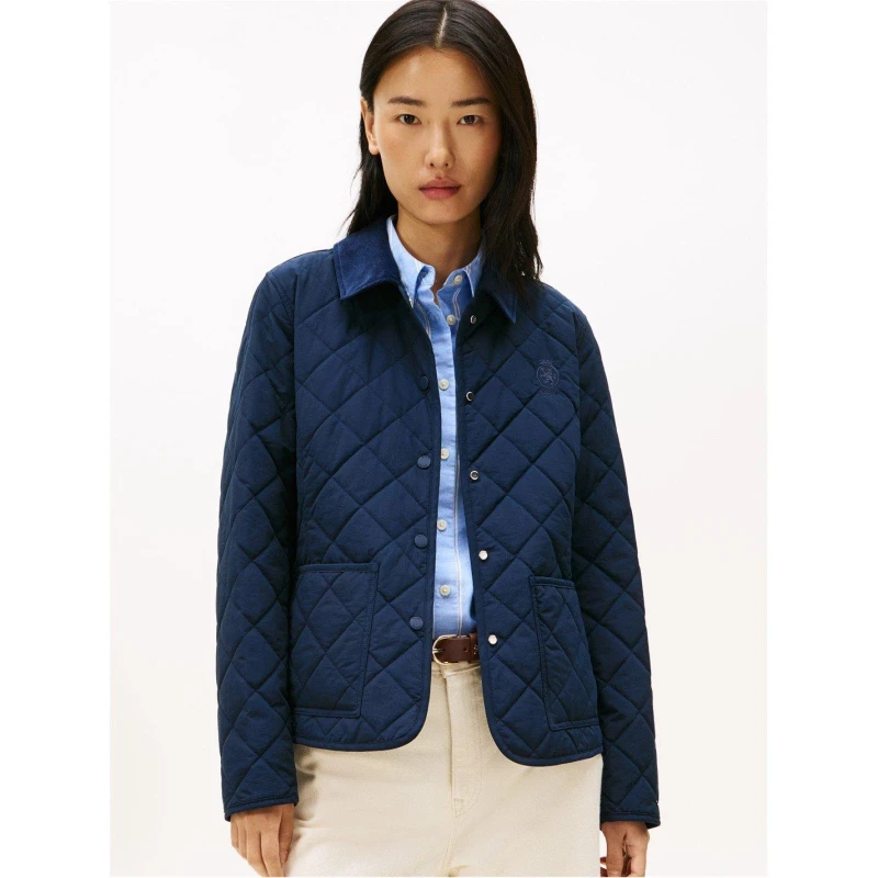 Image of Tommy Hilfiger Straight Fit Quilted Jacket Navy Women 10