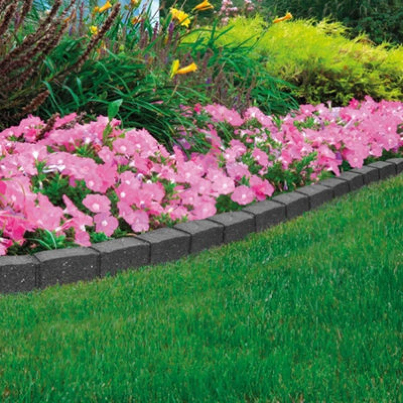 Image of Garden Gear Garden Border Flexible Edging Stone Effect Eco Friendly Recycled Rubber (2 X 120Cm, Grey)