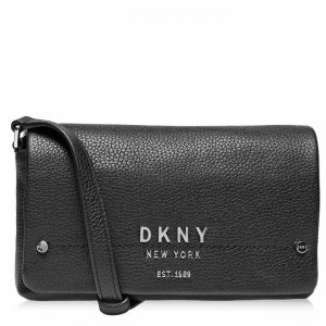 Image of DKNY Logo Flap Over Cross Body Bag - BlkSilver BSV