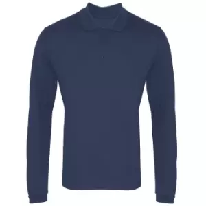 Image of Premier Mens Long Sleeve Coolchecker Pique Polo Shirt (L) (Navy)