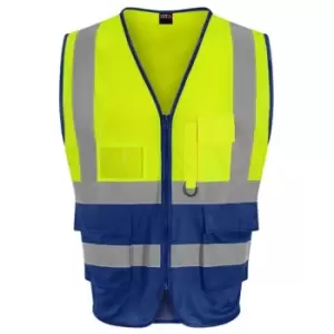 Image of Pro RTX High Visibility Unisex Adults Executive Waistcoat (3XL) (Royal Blue/Hi Vis Yellow) - Royal Blue/Hi Vis Yellow
