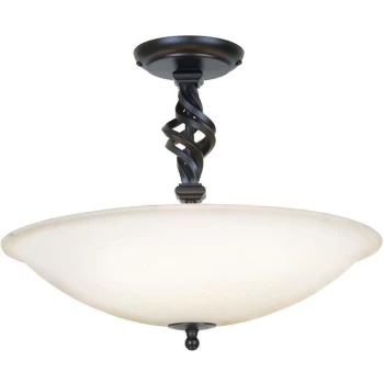 Image of Pembroke - 3 Light Semi Flush Ceiling Light Black, E14 - Elstead
