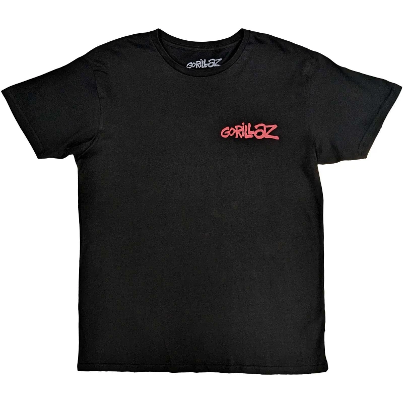 Image of Gorillaz Mens Cult Of Back Print Cotton T-Shirt in Black Size: Small Black Male S