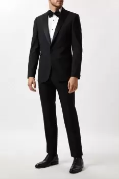 Image of Mens Slim Fit Black Wool Blend Tuxedo Jacket
