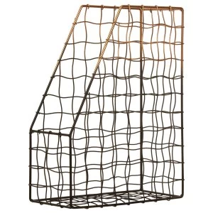 Image of Premier Housewares Maison by Premier Mimo Wire Magazine Holder - Black/Rose Gold Finish