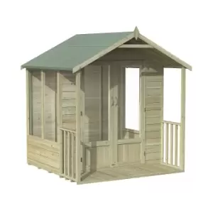 Image of Forest Garden Oakley 6X6 Apex Overlap Solid Wood Summer House With Double Door (Base Included)