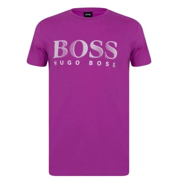 Image of Hugo Boss Crew Neck Large Logo T-Shirt Bright Purple Size L Men