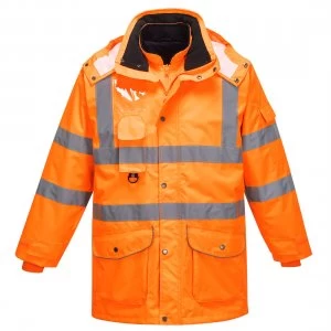 Image of Oxford Weave 300D Class 3 Hi Vis GO/RT 7-in-1 Traffic Jacket Orange L