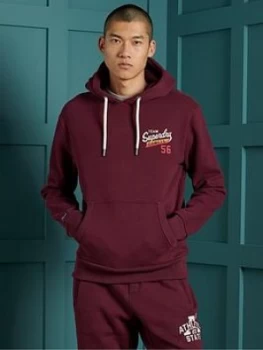 Image of Superdry Classic Logo Hoodie, Burgundy, Size 2XL, Men