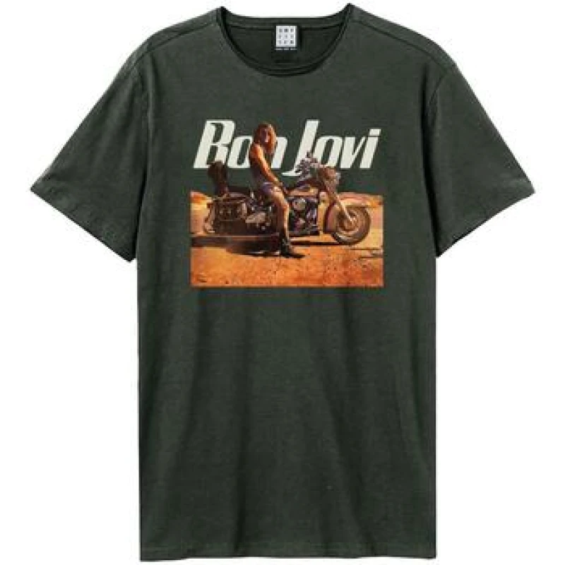 Image of Amplified Amplified Men Wanted Dead Or Alive Bon Jovi T-Shirt in Charcoal Size: X-Small Charcoal XS Male 5063652158203