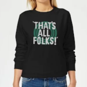 Image of Looney Tunes That's All Folks Womens Sweatshirt - Black - XS