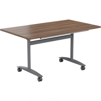 Image of 1400MM Rectangular Tilt Top Table - Silver/Dark Walnut