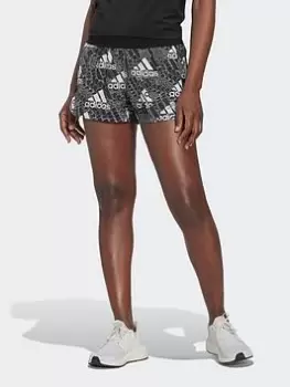 Image of adidas Made For Training Logo Graphic Pacer Shorts, White/Black Size M Women