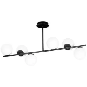 Image of Emibig Bior Black Globe Ceiling Light with White Glass Shades, 6x E14