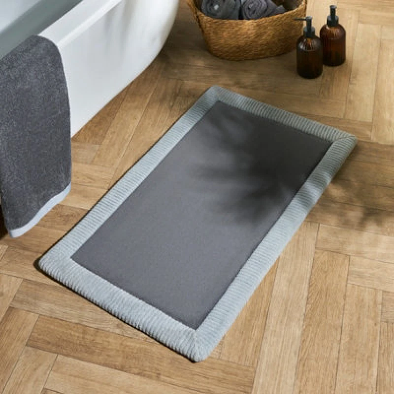 Image of OHS OHS Border Trim Bath Mat Non Slip Shower Rug in Charcoal Charcoal One Size Unisex 5027434224852