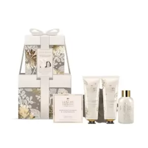 Image of The Luxury Bathing Company Bergamot, Ginger & Lemongrass Stackingbox Bathing Treats 80g + 3 x 50ml