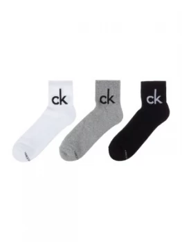 Image of Mens Calvin Klein 3 pack logo quarter sock Multi Coloured