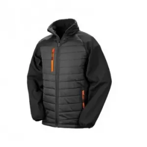 Image of Result Mens Black Compass Padded Soft Shell Jacket (XS) (Black/Orange)