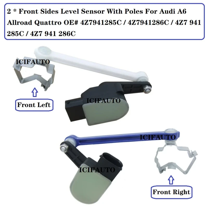 Image of 1/2 Pcs Level Sensor for Audi A6 Allroad Quattro OE# 4Z7941285C / 4Z7941286C / 4Z7 941 285C / 4Z7 941 286C