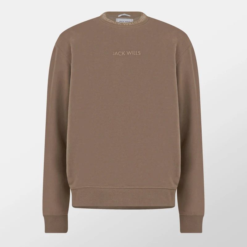 Image of Jack Wills Jacquard Crew Sweatshirt Mens Fawn male XS