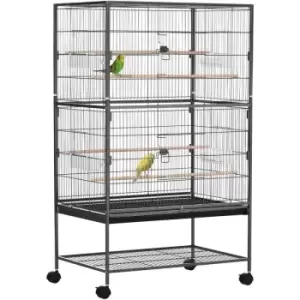 Image of PawHut Large Bird Cage Budgie Cage for Finch Canaries Parrot with Stand Grey - Grey