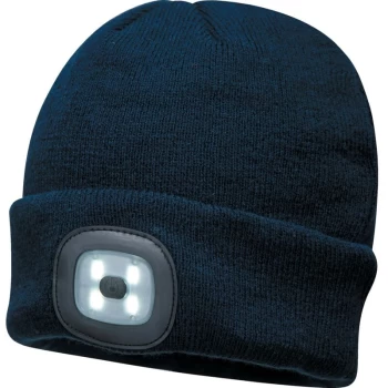 Image of B029 Navy Beanie Hat with LED - Portwest