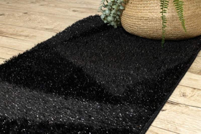 Image of RugsX Bathroom Rug Synergy, Glamour, Non-Slip, Soft - Lurex Black 60X100 Cm