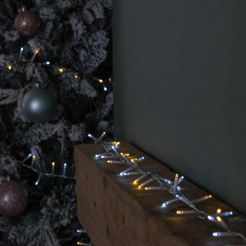 Image of 37.5m 1500 LED TreeBrights Christmas String Lights with Timer in White and Warm White on Clear Cable