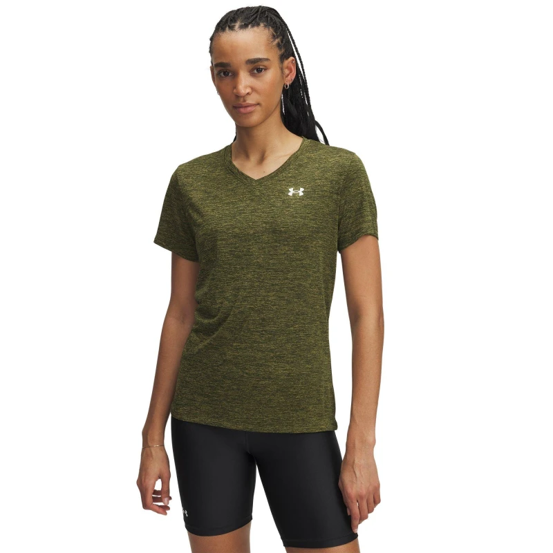 Image of Under Armour Tech Twist V-Neck Short Sleeve Womens Exped Green female 8 (XS)