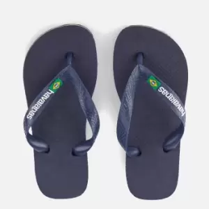 Image of Havaianas Kids Brasil Logo Flip Flops - Navy Blue - EU 33-34/UK 1-2 Kids - Navy