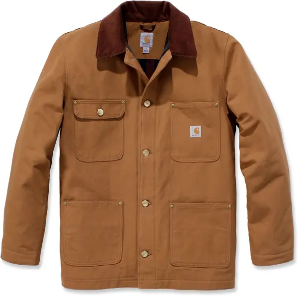 Image of Carhartt Firm Duck Chore Coat Jacket, brown, Size S