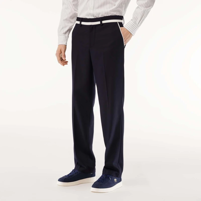 Image of Lacoste Straight-Fit Badge Detail Suit Pants Blue male 30R