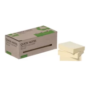 Image of Q-Connect Recycled Notes 38x51mm Yellow (Pack of 12) KF17323