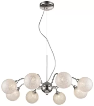 Image of Spring 8 Light Multi Arm Ceiling Pendant Chrome Glass Eight, G9