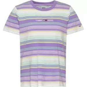 Image of Tommy Jeans Linear Stripe T Shirt - Purple