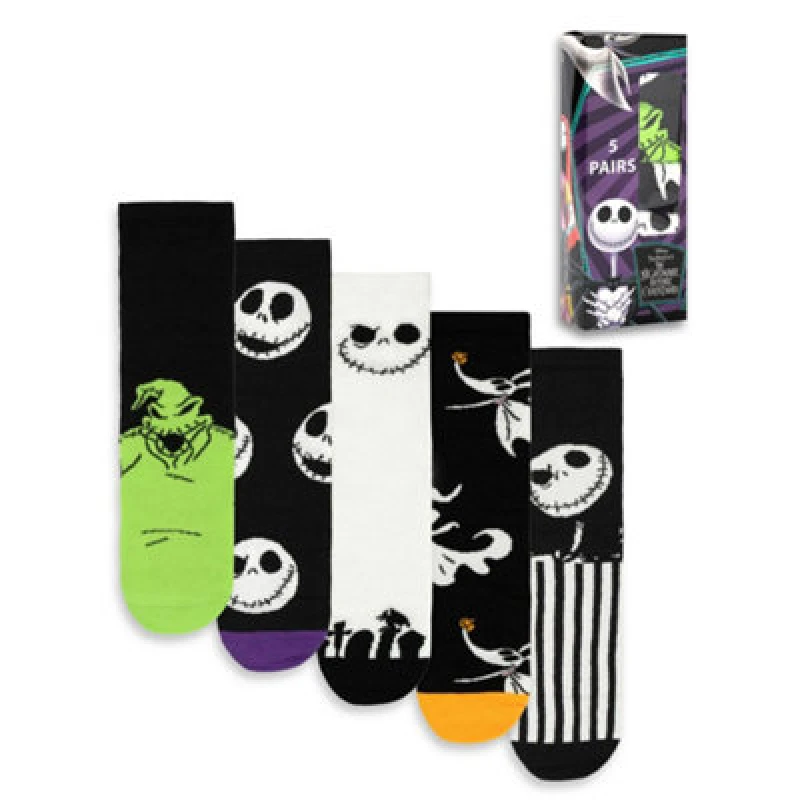 Image of Disney Calf Socks Set of 5 in Black Size: 7-11 Black 7-11 Unisex 5063203288991