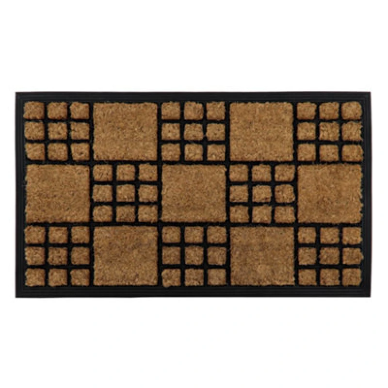 Image of JVL Comfort Tuffscrape Door Mat, 40x70cm, Chequers Brown