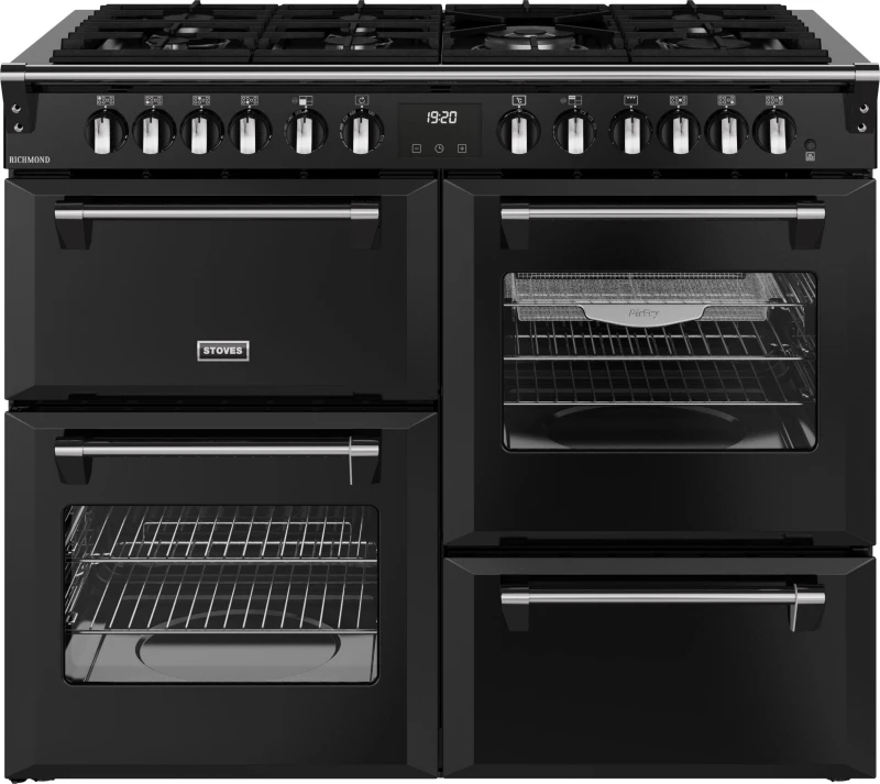 Image of Stoves Richmond 110cm Dual Fuel Range Cooker - Black 444411862 Black
