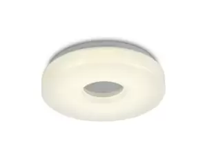 Image of Joop IP44 12W LED Small Flush Ceiling Light, 4000K 1000lm CRI80, Polished Chrome with White Acrylic Diffuser