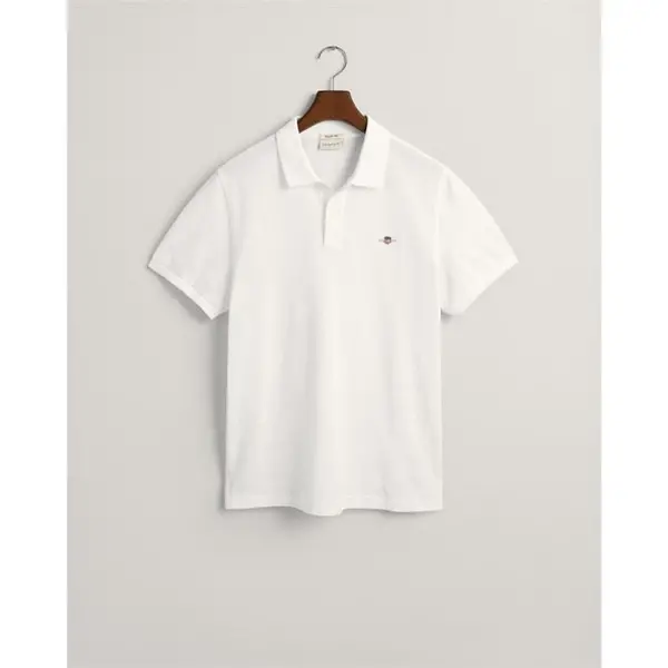 Image of Gant Shield Piqu Polo Shirt - White L