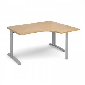 Image of TR10 Right Hand Ergonomic Desk 1400mm - Silver Frame Oak Top