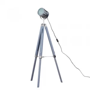 Image of Starboard Cool Grey and Chrome Tripod Floor Lamp