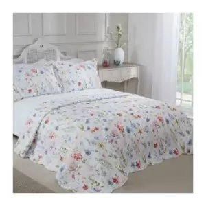 Image of Spring Meadow Bedspread Multi Plus Pillow Shams Set Quilted Patchwork Double - Multi