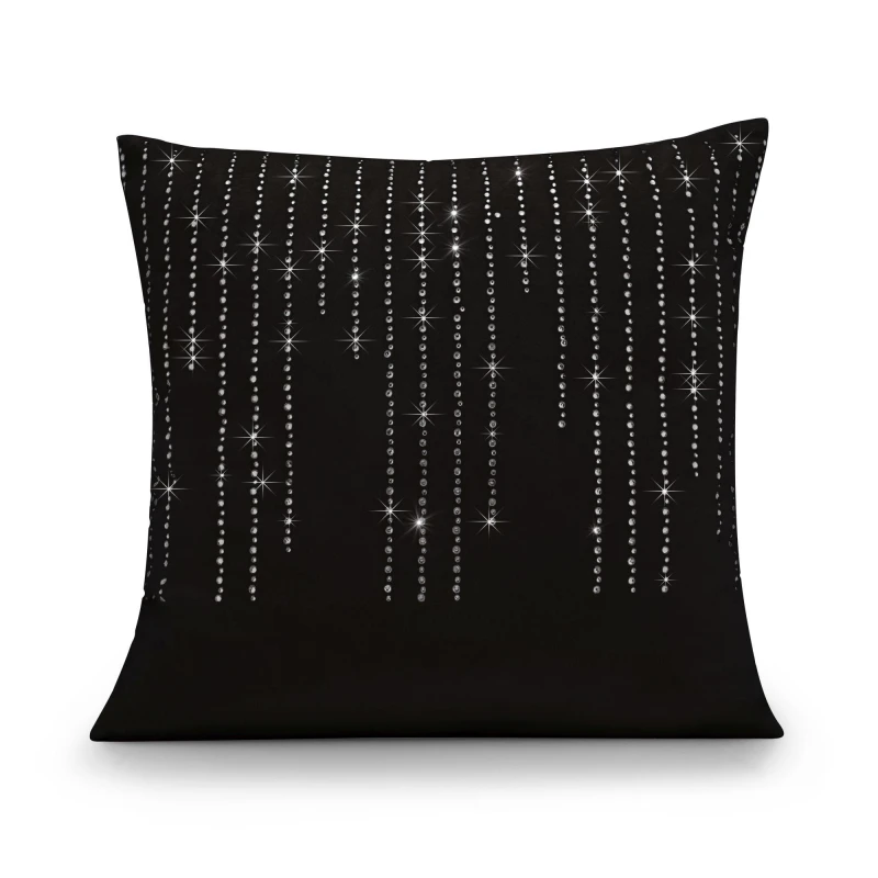 Image of Alan Symonds Velvet Feel Cushion Cover with Cascading Diamante Black unisex 45x45cm