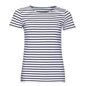 Image of SOLS Womens/Ladies Miles Striped Short Sleeve T-Shirt (XL) (White/Navy)