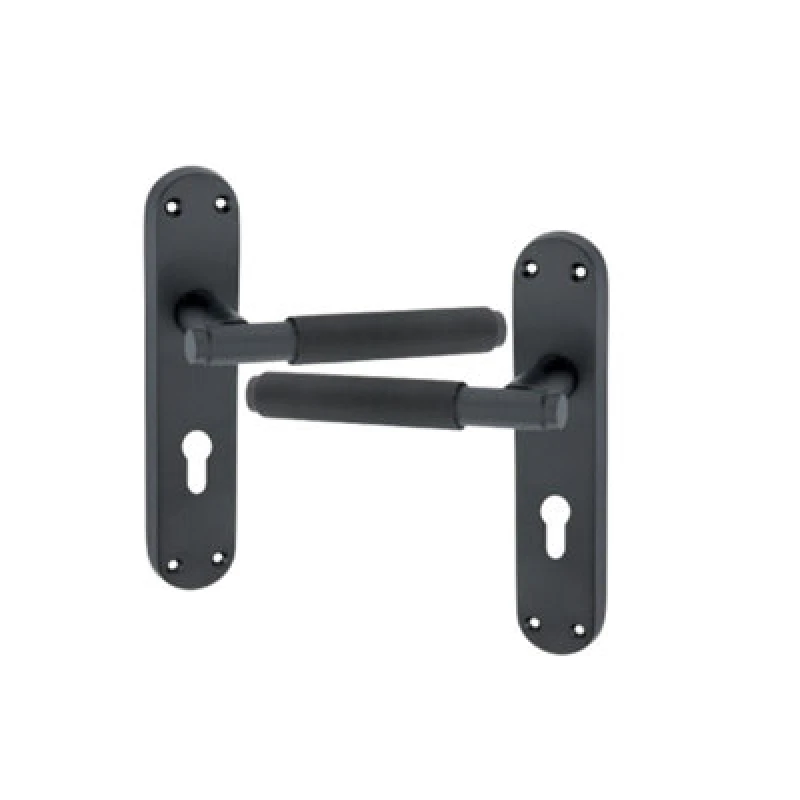 Image of Spira Brass Connaught Knurled Lever On Backplate Euro Matt Black