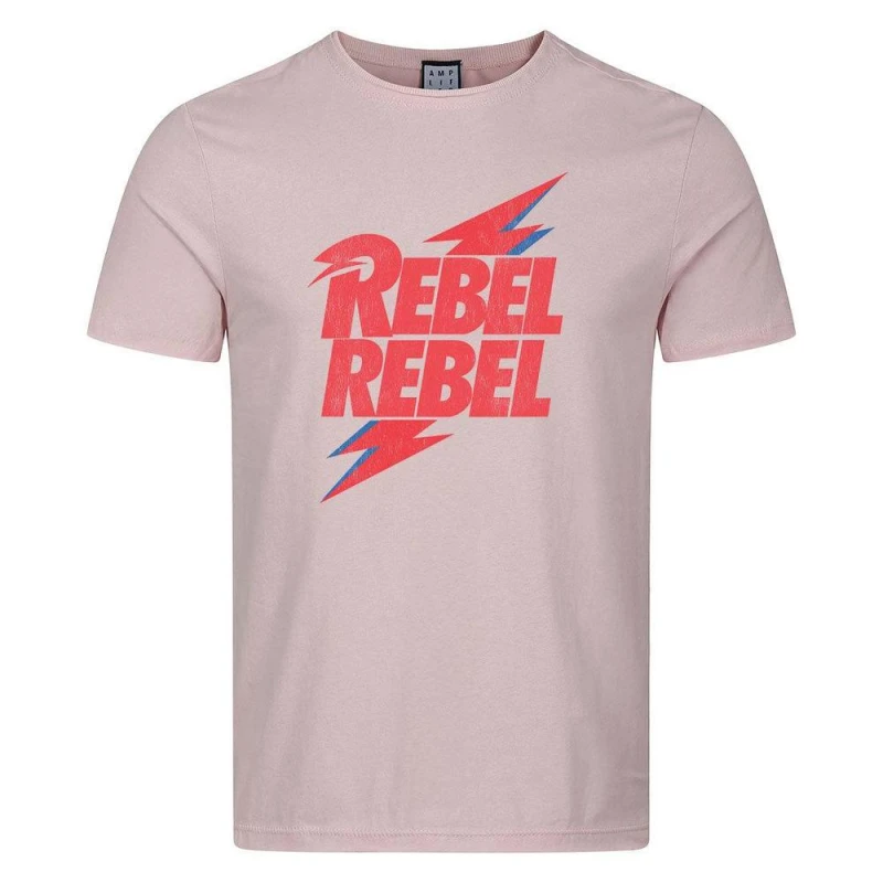 Image of David Bowie Mens Rebel Rebel T-Shirt in Pink Size: XS Pink Male XS