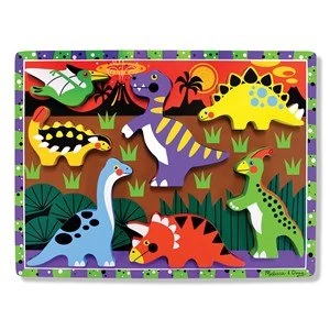 Image of Melissa and Doug Wooden Chunky Puzzle Dinosaurs