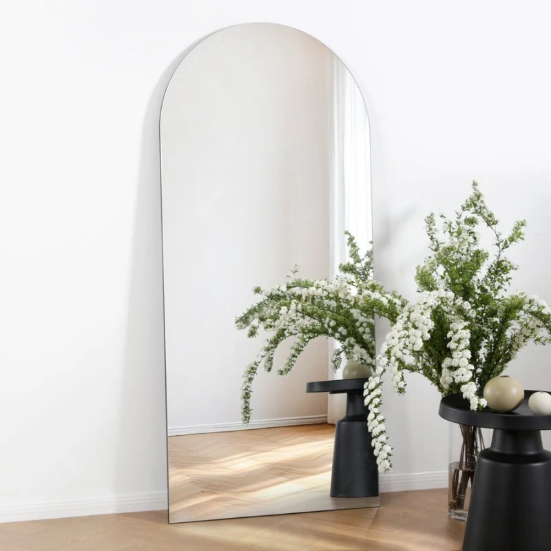 Image of Home Garden Direct Albano Large Frameless Arched Full Length Mirror 179x80cm in Clear Size: 179x80cm Clear Unisex 179x80 cm