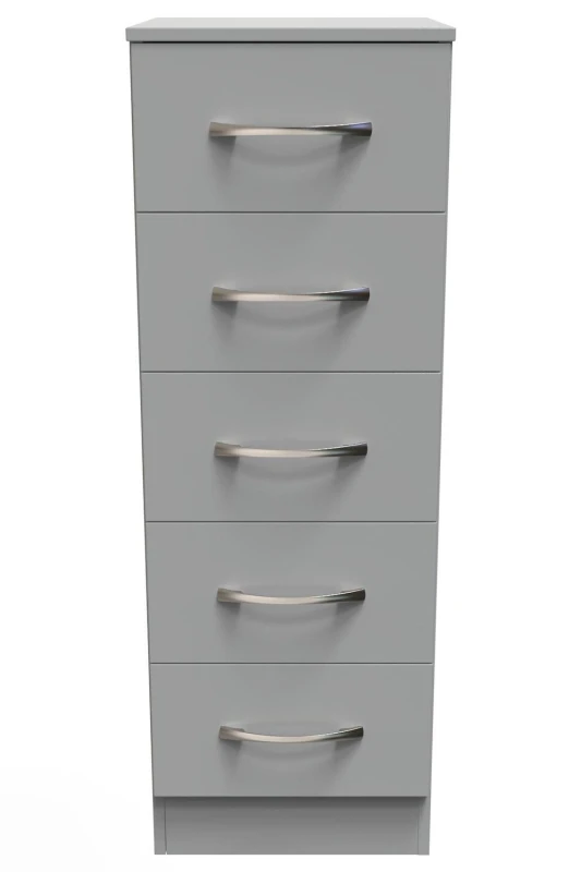 Image of Heddon 5 Drawer Tallboy In Dusk Grey (Ready Assembled)